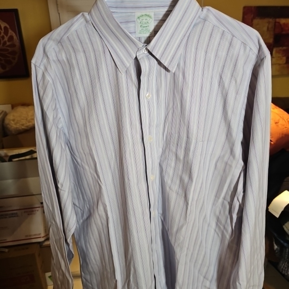 Brooks Brothers Blue and White Pinstripe Dress Shirt